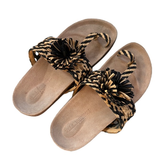 Ulla Johnson Netta Sandal Melange Black and Cream Size 37 Size 7 US Toe Strap - Picture 6 of 16